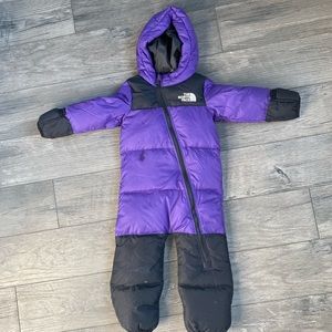 The North face kids puffer snow suit 18-24 months purple and black